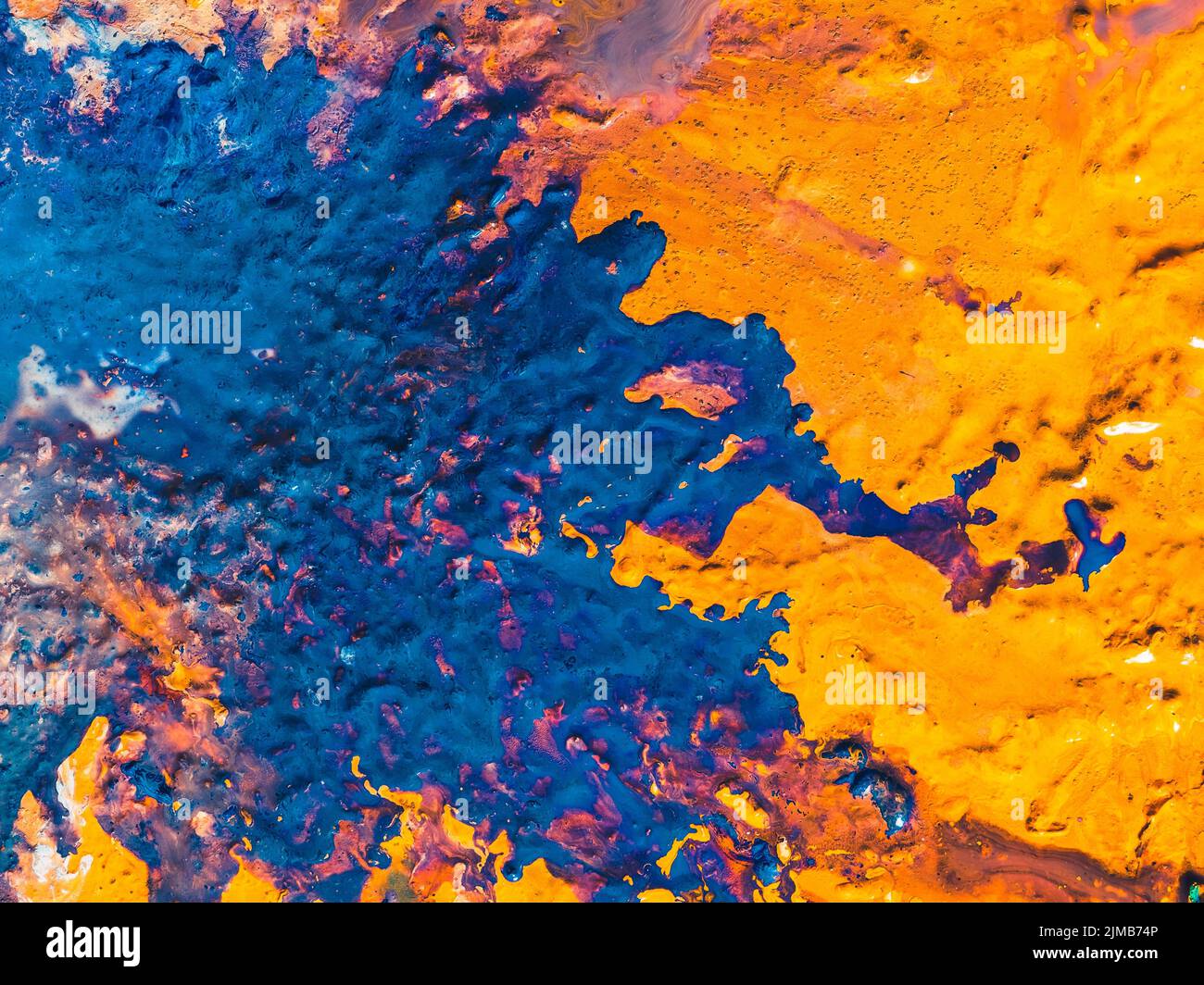 arrière-plan abstrait de peinture marine bleu orange Banque D'Images