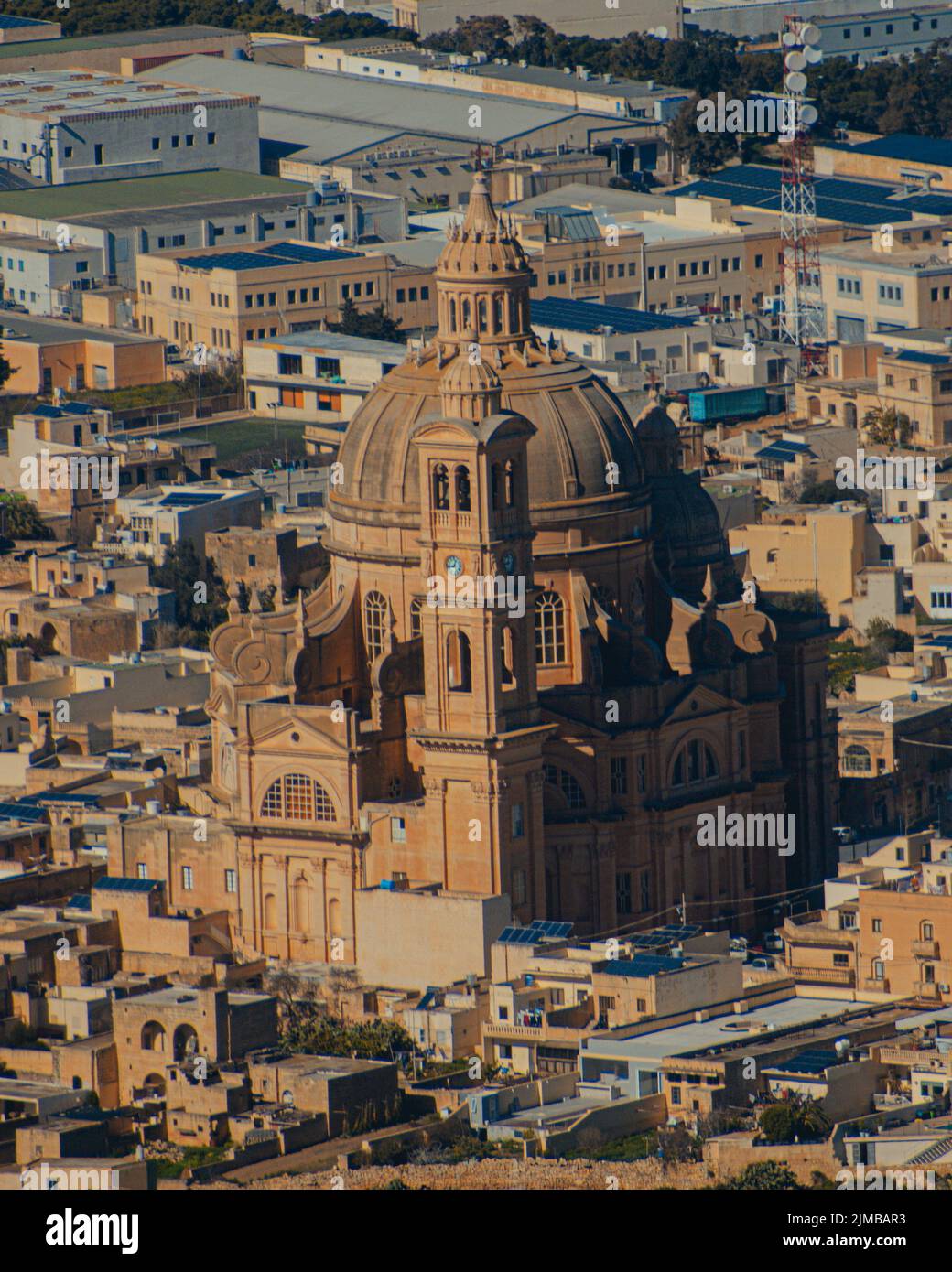 Une vue aérienne de la célèbre église San Bastjan, Qormi, Malte Banque D'Images