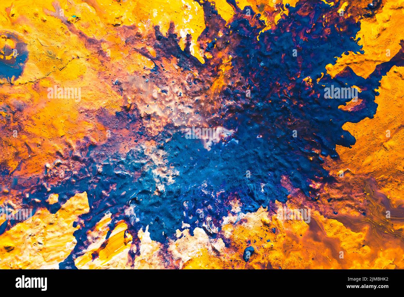 résumé bleu orange désert rivière peinture arrière-plan Banque D'Images