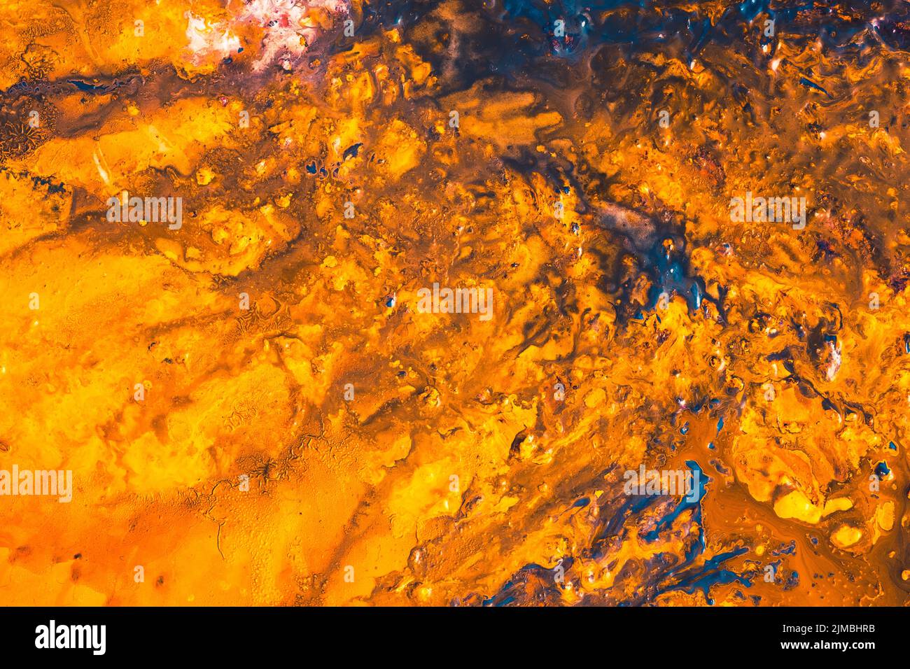 abstrait bleu orange peinture fond acrylique sec Banque D'Images