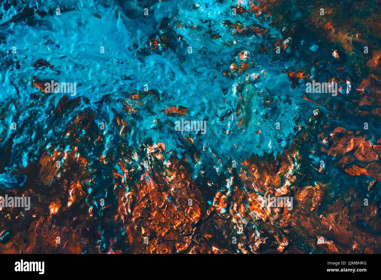 résumé lac de montagne bleu brun peinture arrière-plan Banque D'Images