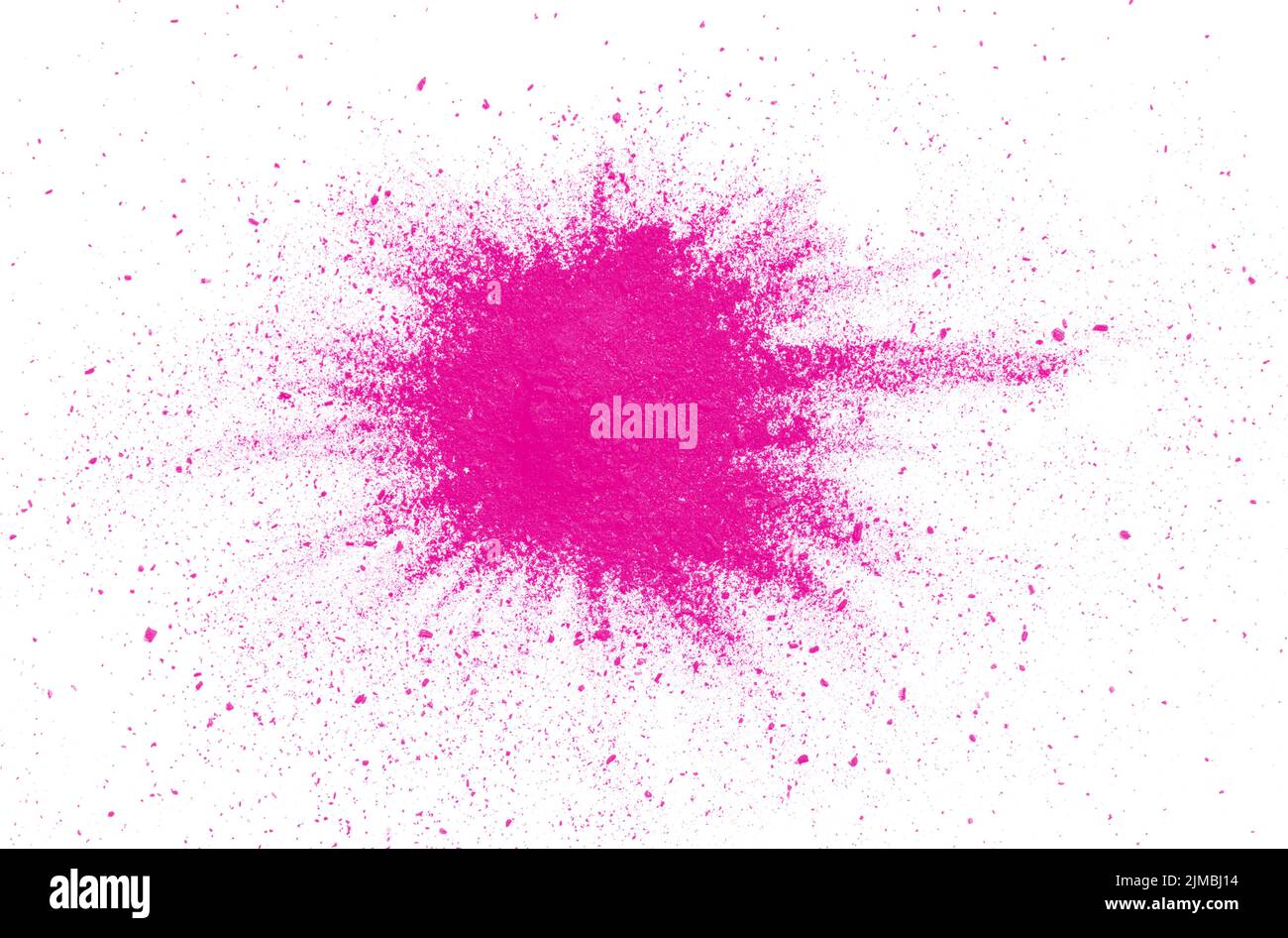 Explosion de poudre rose abstrait sur fond blanc. Motion de poussière rose gel fondant. Banque D'Images