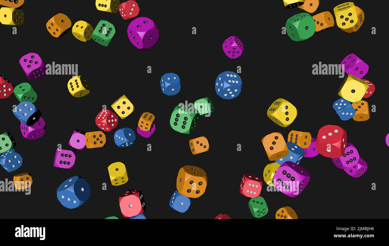 Rainbow Color Dice, illustration 3D Banque D'Images