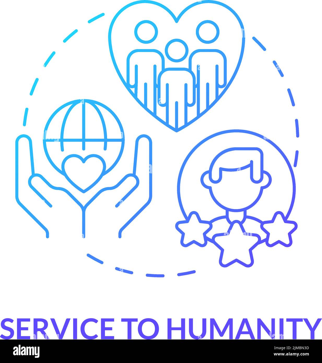 Icône de concept de dégradé bleu de service à l'humanité Illustration de Vecteur