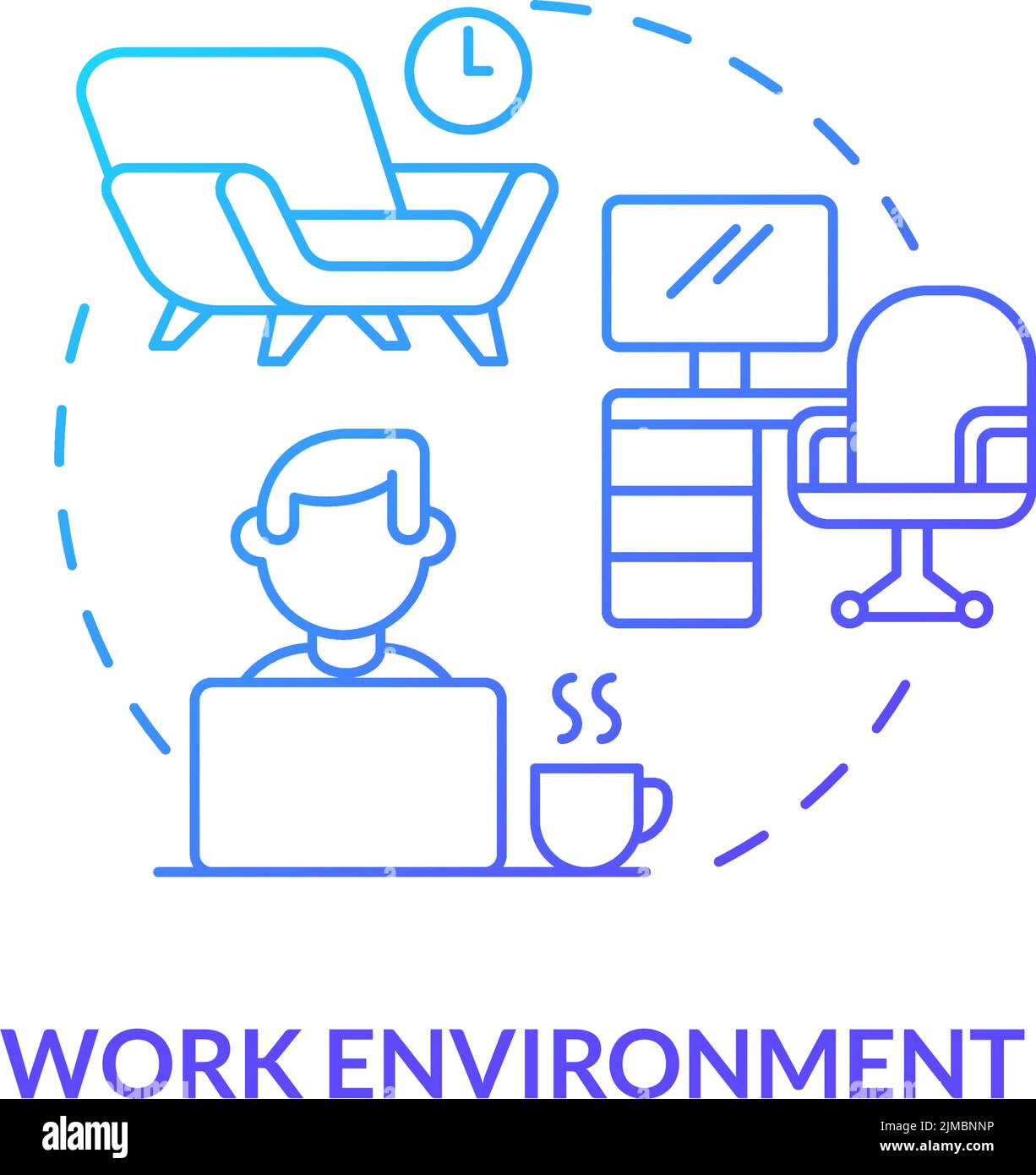 Icône de concept de gradient bleu de l'environnement de travail Illustration de Vecteur