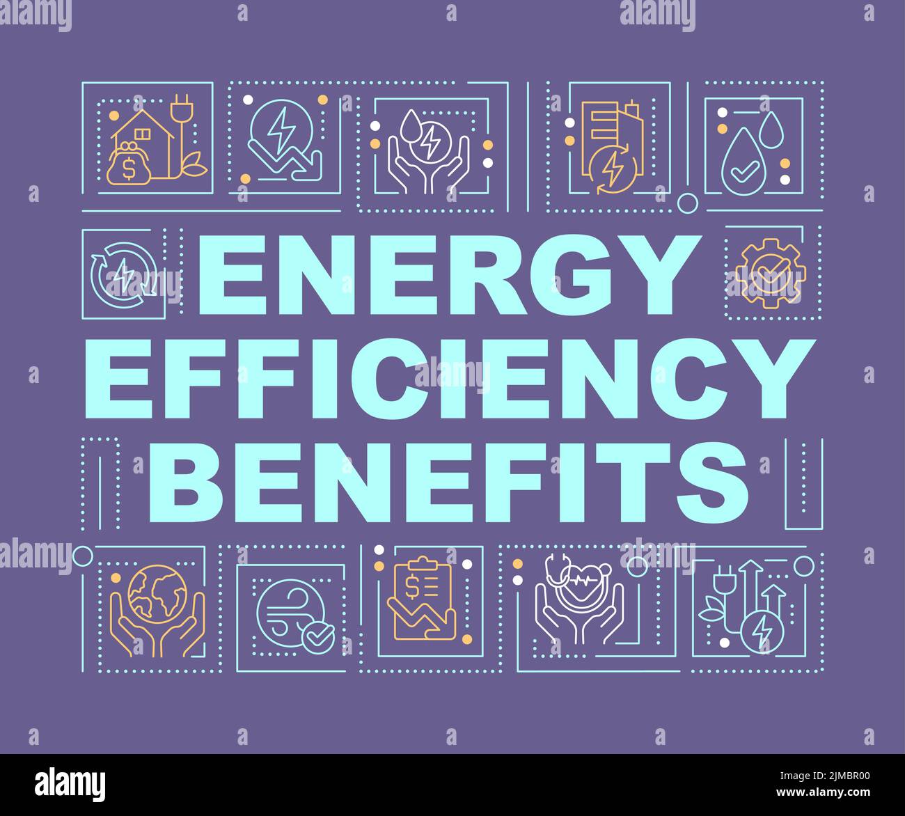 Efficacité énergétique avantages mot concepts bannière violette Illustration de Vecteur