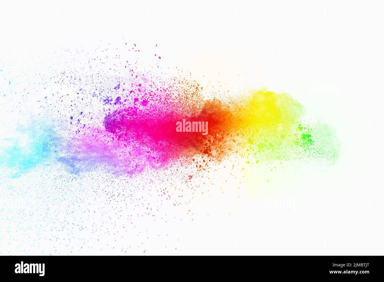 Explosion de poudre colorés sur fond blanc. Des particules de poussière de couleur pastel aux éclaboussures. Banque D'Images
