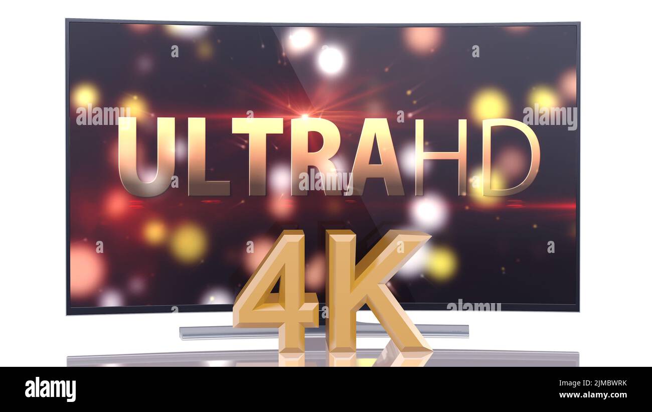 Smart TV UltraHD avec écran incurvé sur blanc Banque D'Images