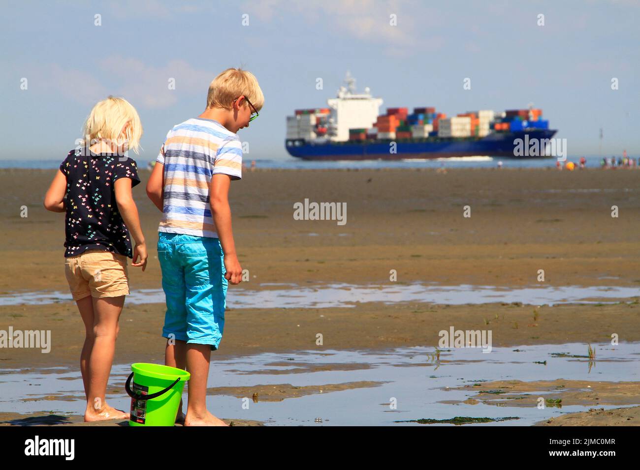 Enfants, Watt, Cuxhaven, Basse-Saxe, Allemagne, Europe Banque D'Images