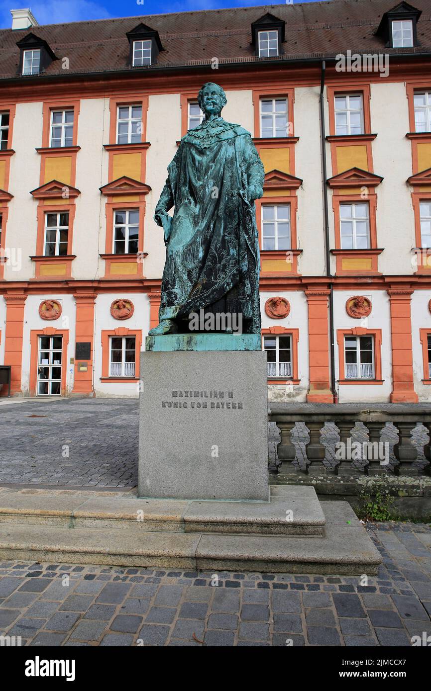 Maximilian II, statue du roi Maximilian II, Bayreuth, Bavière, Allemagne, Europe Banque D'Images