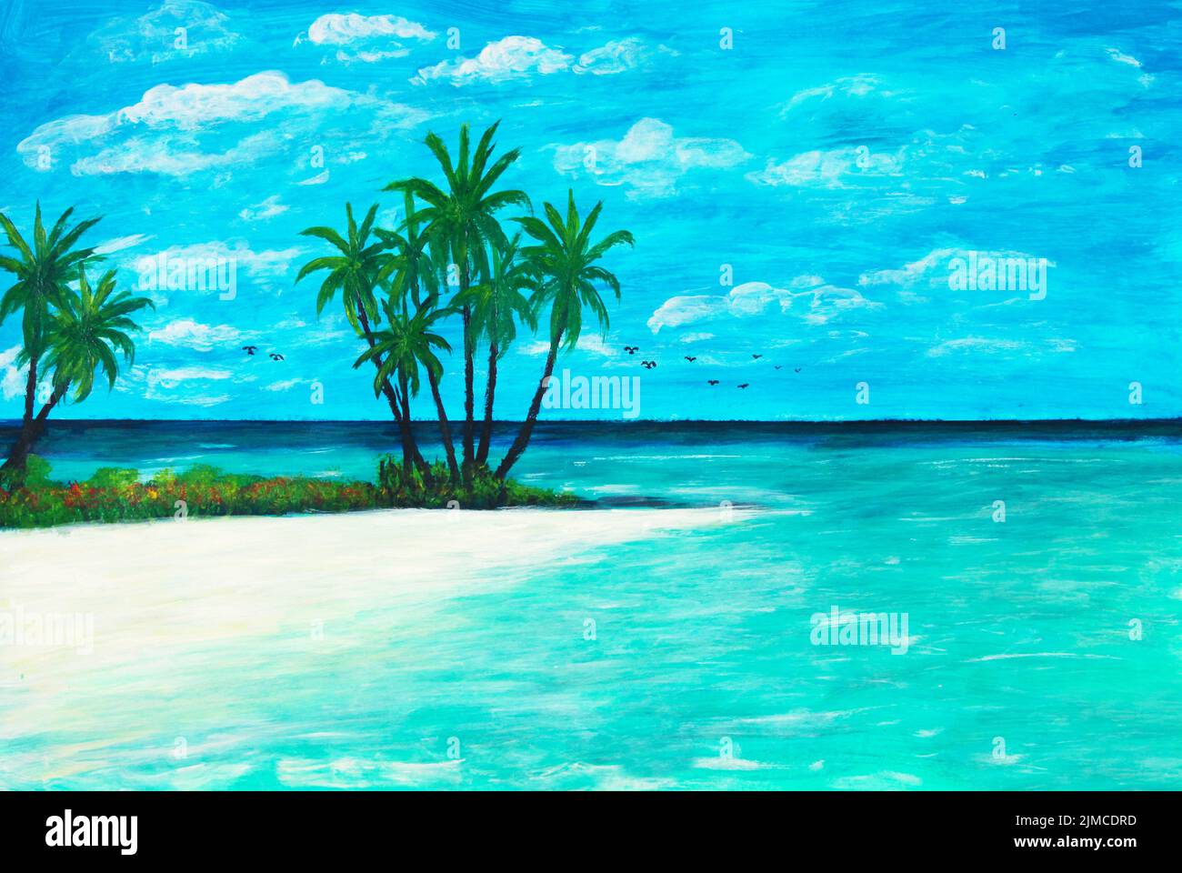 Peinture à l'huile sur toile de plage vide sur l'île tropicale Banque D'Images