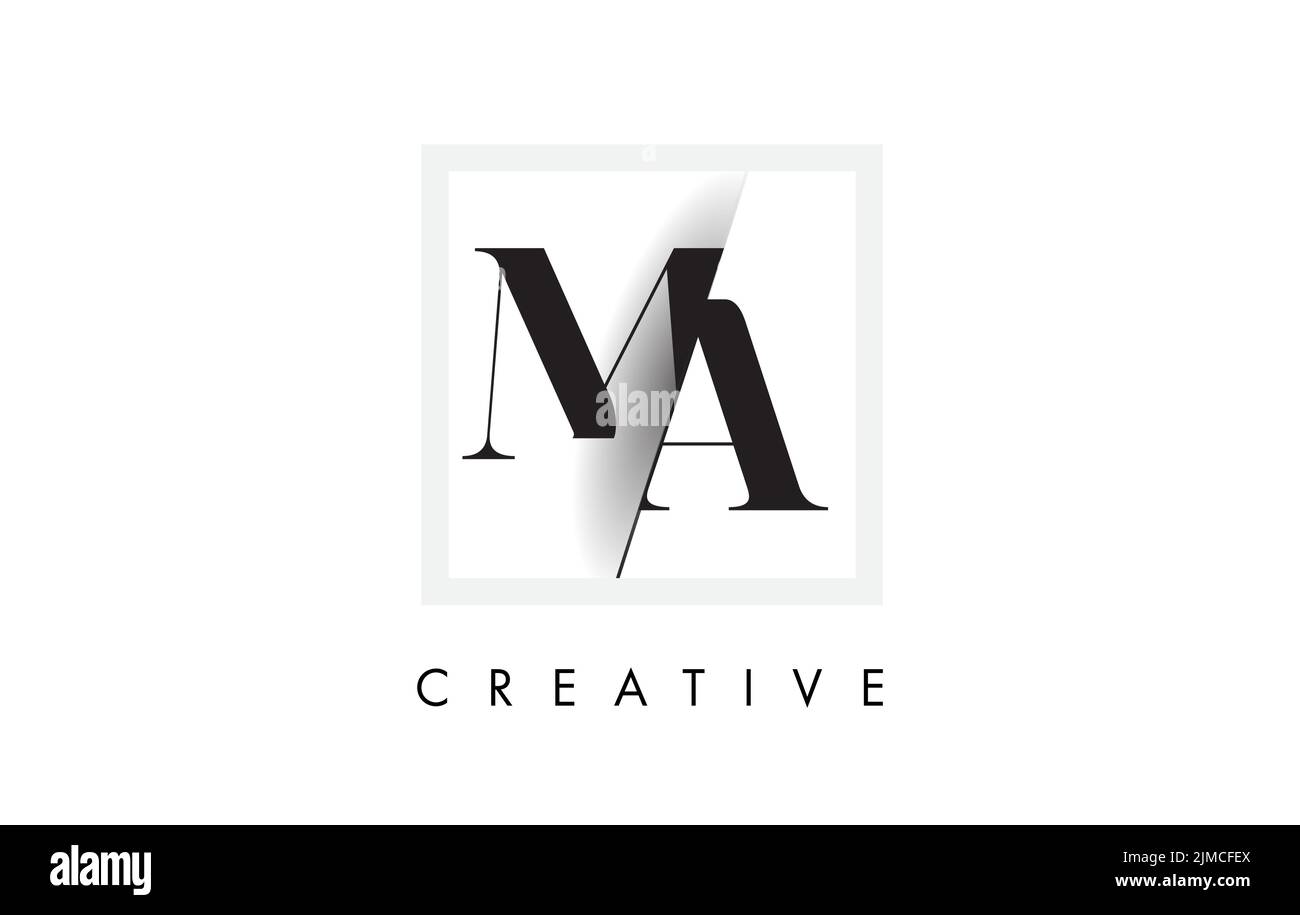 MA Letter logo Design avec police sérif croisée et coupée. Illustration de Vecteur