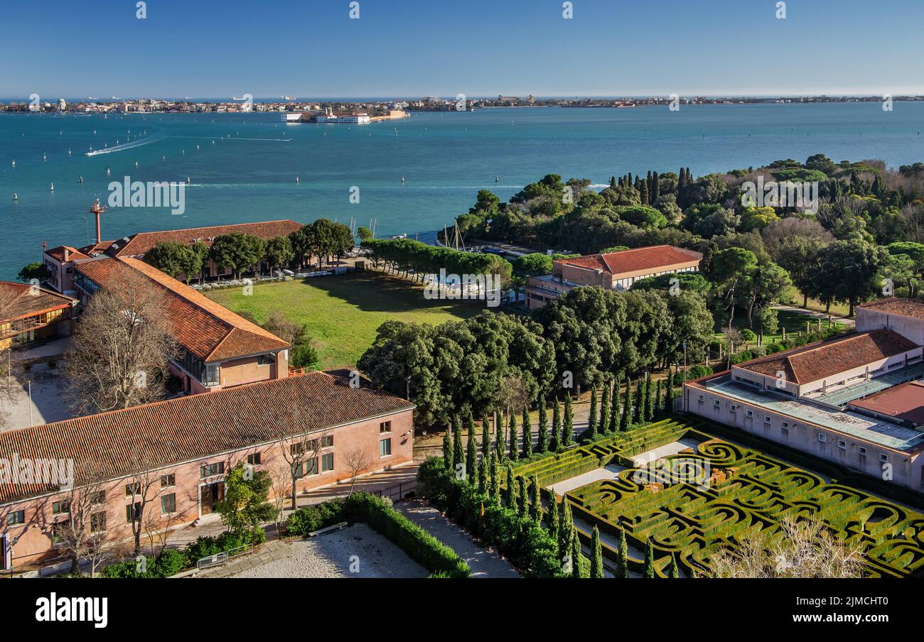 Jardin du monastère sur l'île de San Giorgio, Venise, Vénétie, Mer Adriatique, Nord de l'Italie, Italie Banque D'Images