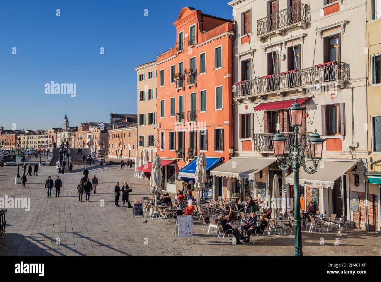 Rue café sur le front de mer Riva degli Schiavoni, Venise, Vénétie, Mer Adriatique, Italie du Nord, Italie Banque D'Images