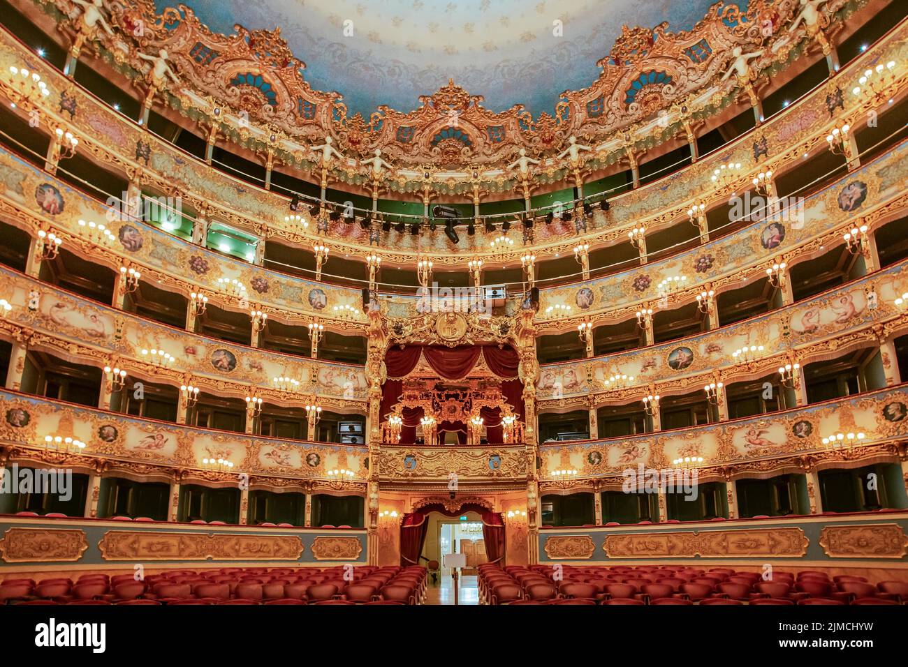 Auditorium, salle de l'opéra Teatro la Fenice, Venise, Vénétie, Mer Adriatique, Italie du Nord, Italie Banque D'Images