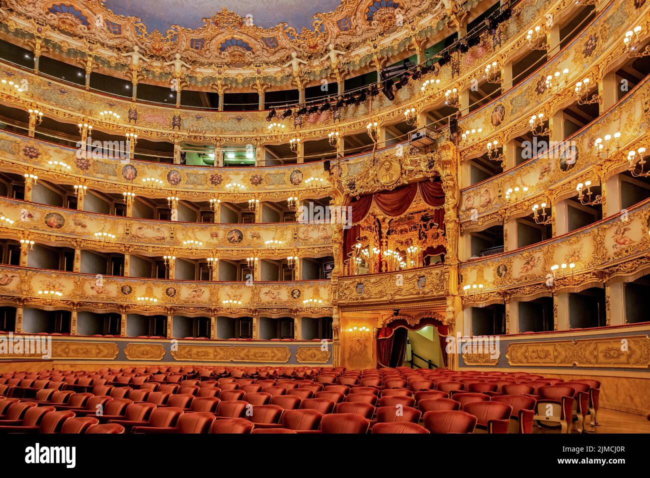Auditorium, salle de l'opéra Teatro la Fenice, Venise, Vénétie, Mer Adriatique, Italie du Nord, Italie Banque D'Images