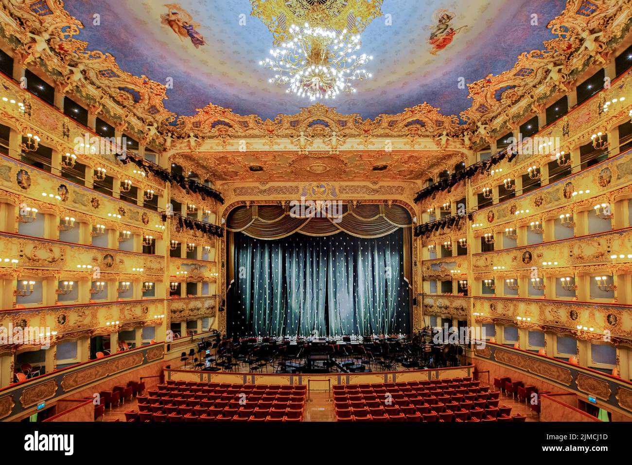 Auditorium, salle de l'opéra Teatro la Fenice, Venise, Vénétie, Mer Adriatique, Italie du Nord, Italie Banque D'Images