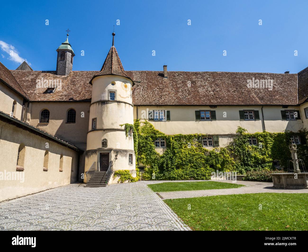 Cour intérieure de la cathédrale Sainte-Marie et Saint-Marc, Marienmuenster, Mittelzell, île Reichenau, lac de Constance, Comté de Constance Banque D'Images