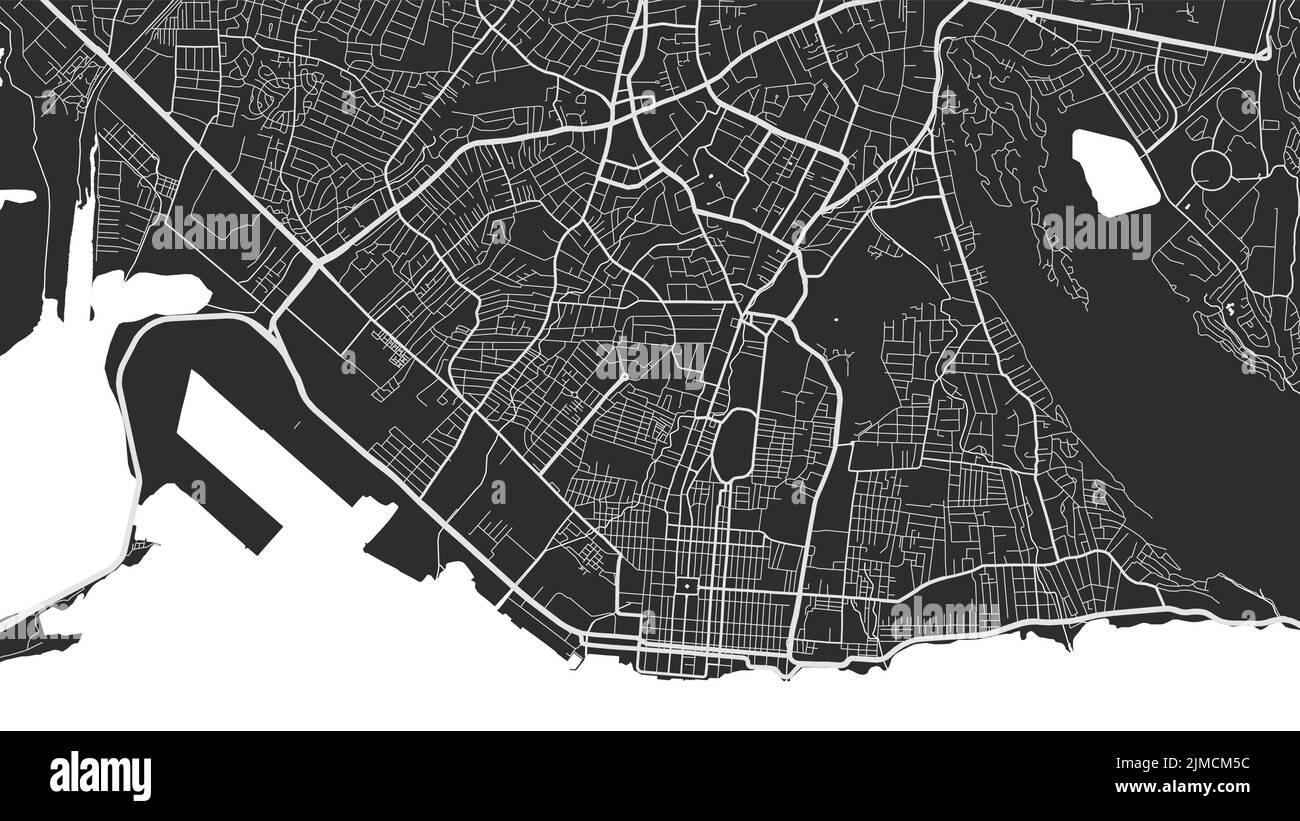 Carte de la ville urbaine de Kingston. Illustration vectorielle, affiche graphique Kingston Map en niveaux de gris. Carte des rues avec vue sur les routes et la région métropolitaine. Illustration de Vecteur