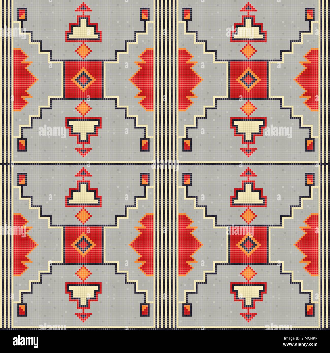 Motif sans couture inspiré de la broderie indienne d'origine ethnique. Arrière-plan vectoriel Banque D'Images