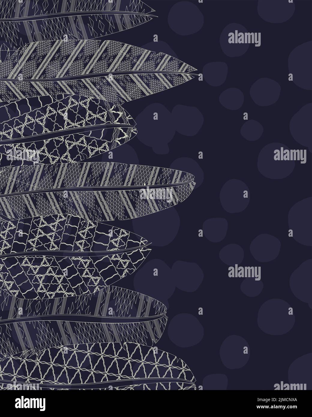 Vector background avec plumes style Boho et place pour le texte Banque D'Images