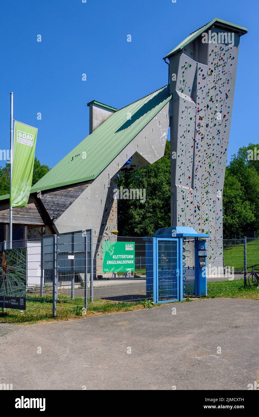Tour d'escalade du club alpin allemand, Engelhaldepark, Kempten. Bavière, Allemagne Banque D'Images