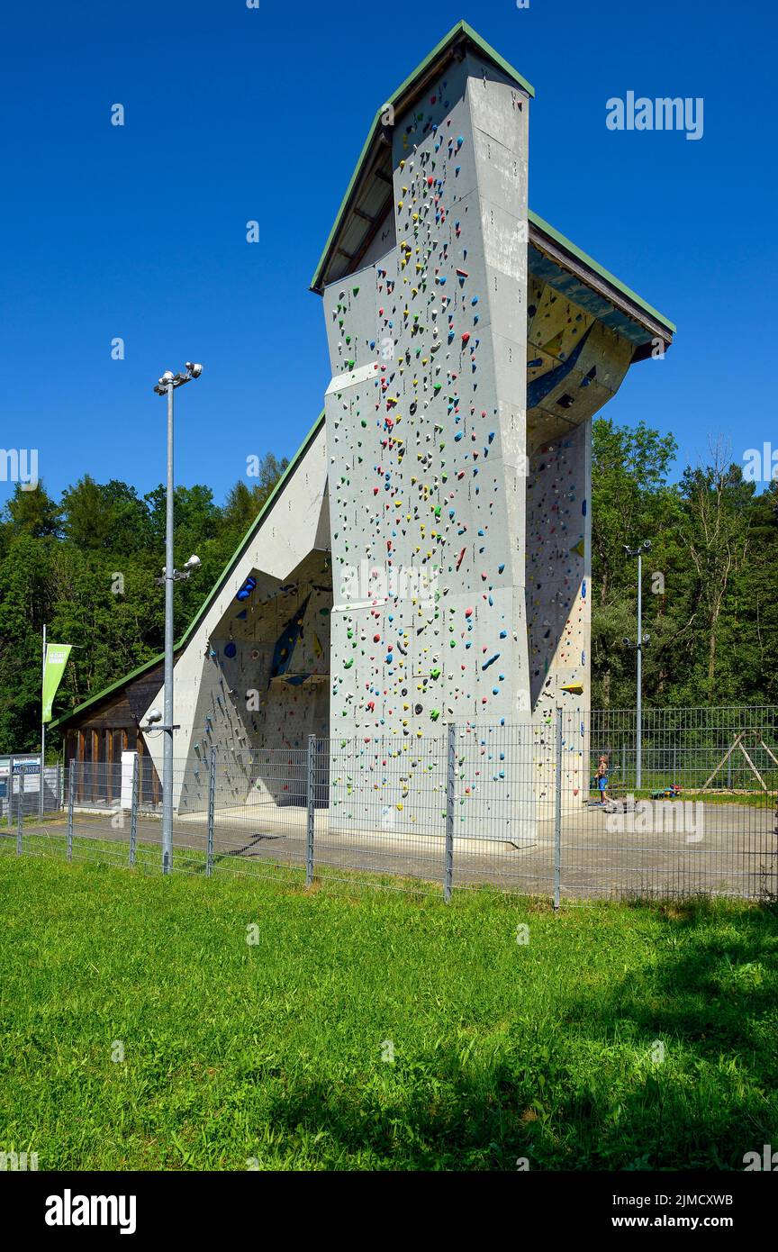 Tour d'escalade du club alpin allemand, Engelhaldepark, Kempten. Bavière, Allemagne Banque D'Images