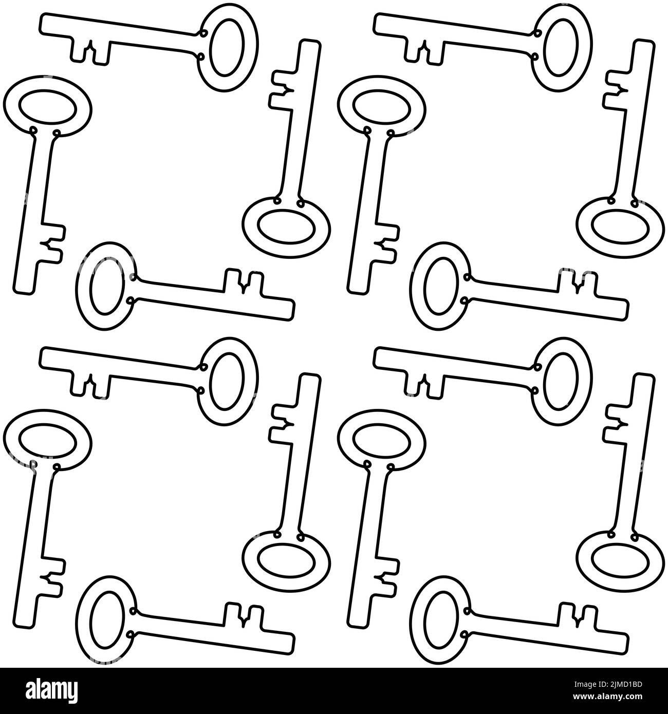 Motif sans couture pour clés anciennes. Arrière-plan minimaliste des touches de ligne continue. Illustration vectorielle pour la protection des données Illustration de Vecteur