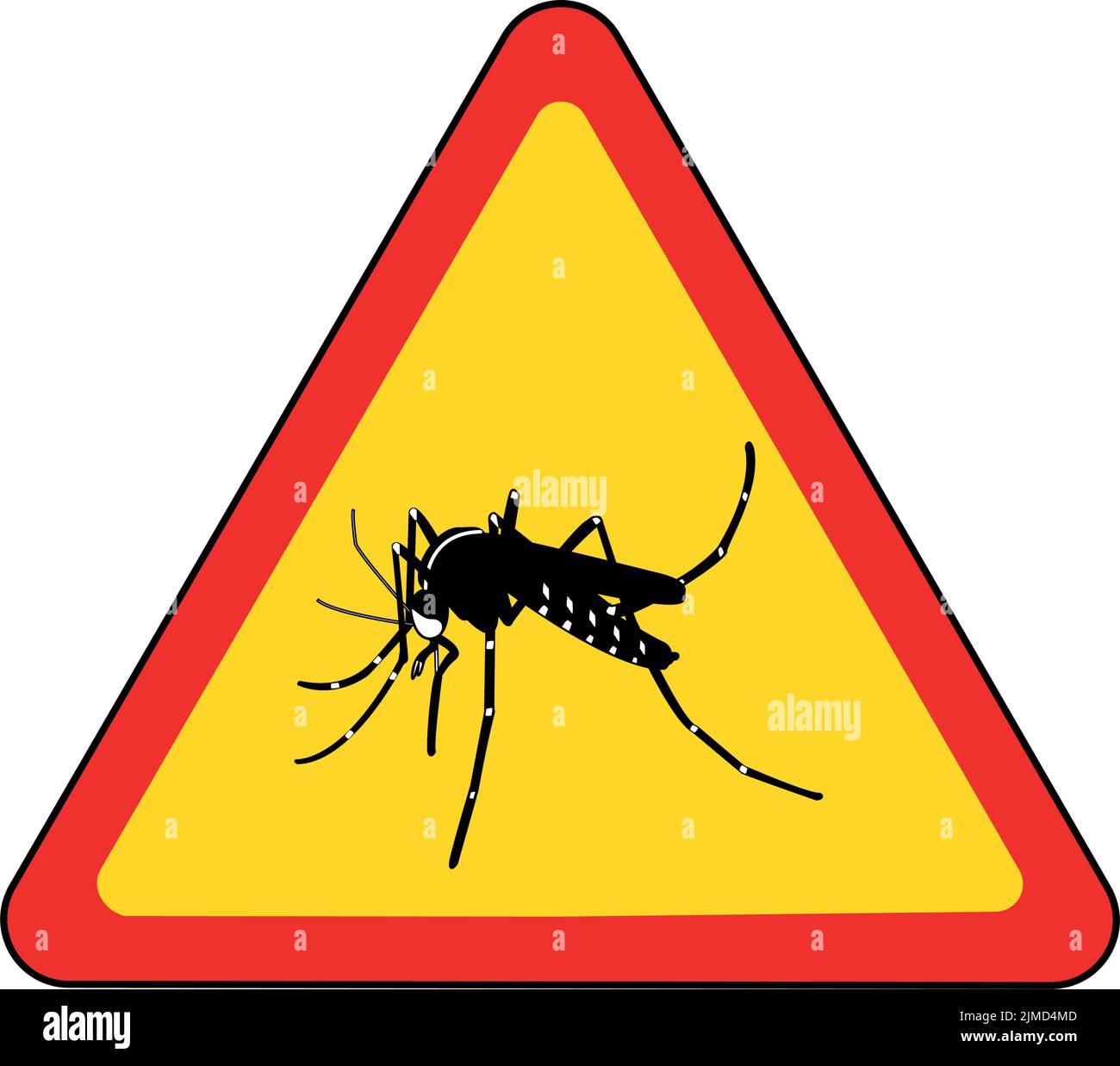 Moustiquaire dans un signal de danger, porteur de virus. Arbovires. Moustique tigre asiatique. Zika, dengue, virus chikungunya. Méfiez-vous des moustiques. Vecteur libre. Illustration de Vecteur