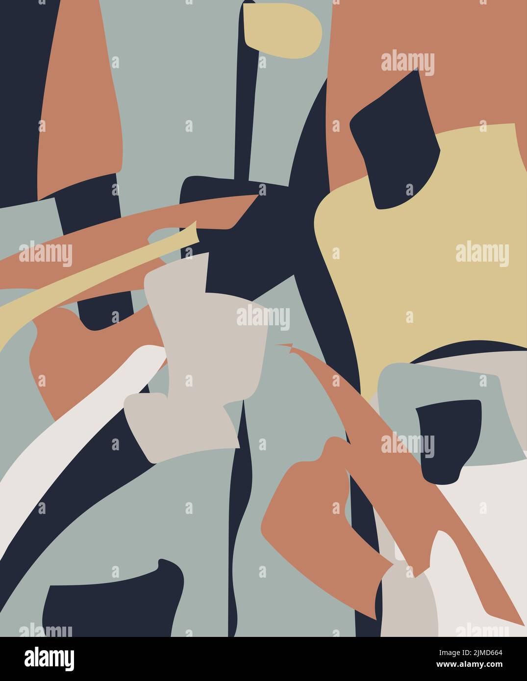 Art mural. Un arrière-plan abstrait minimaliste. Conception abstraite. Formes diverses. Graphiques vectoriels isolés d'art moderne. Style boho. Illustration de Vecteur