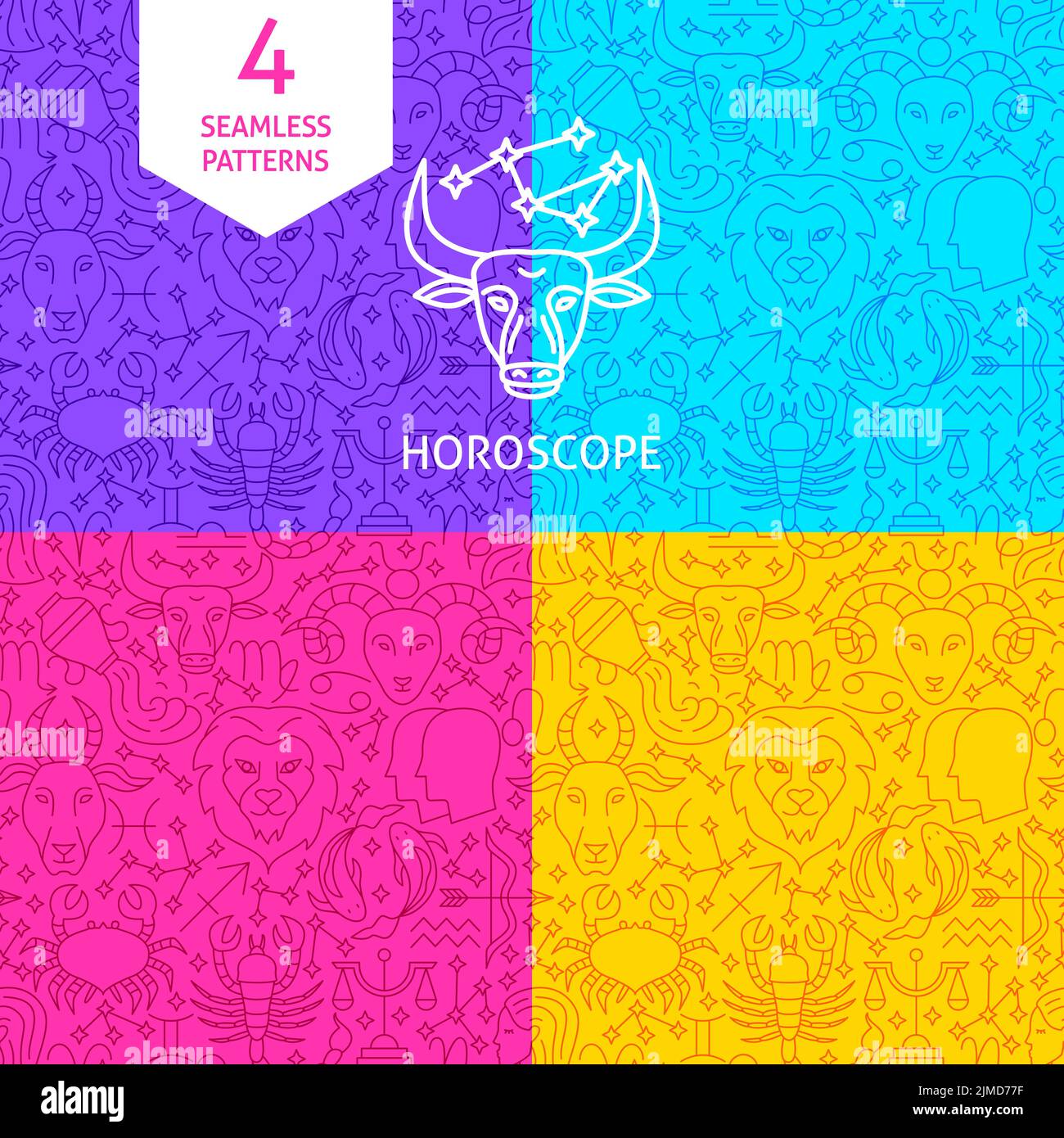 Modèles d'horoscope linéaire Illustration de Vecteur