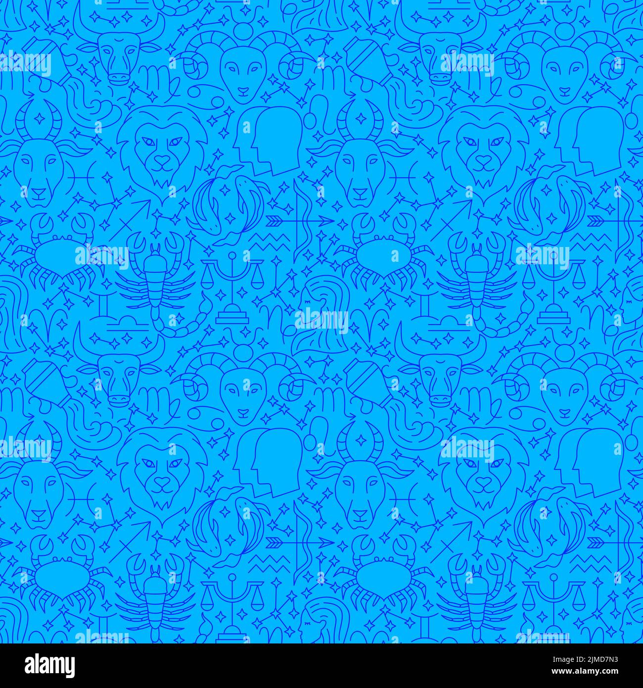 Motif Zodiac Line sans couture Illustration de Vecteur