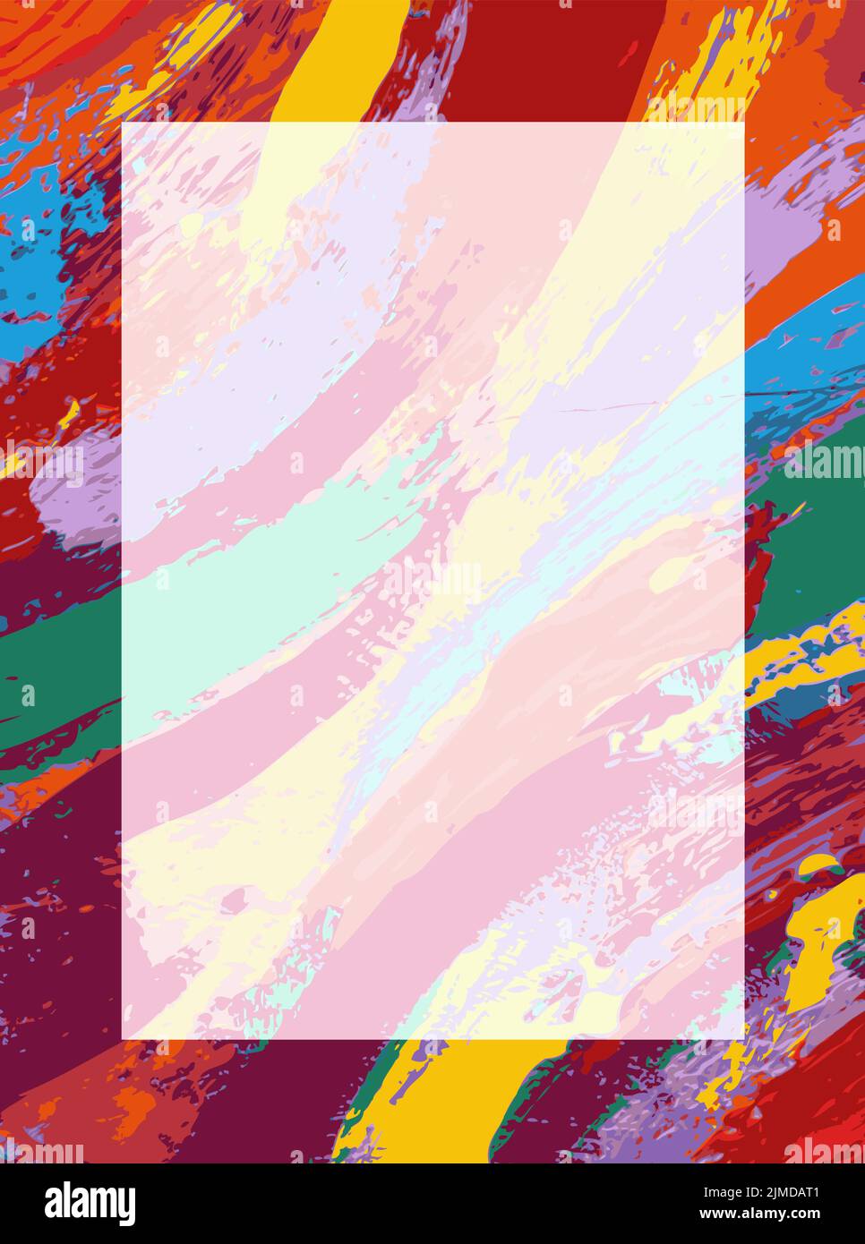 Vector coloré abstrait paintbrush dessin d'arrière-plan avec rectangle vide pour le texte Illustration de Vecteur