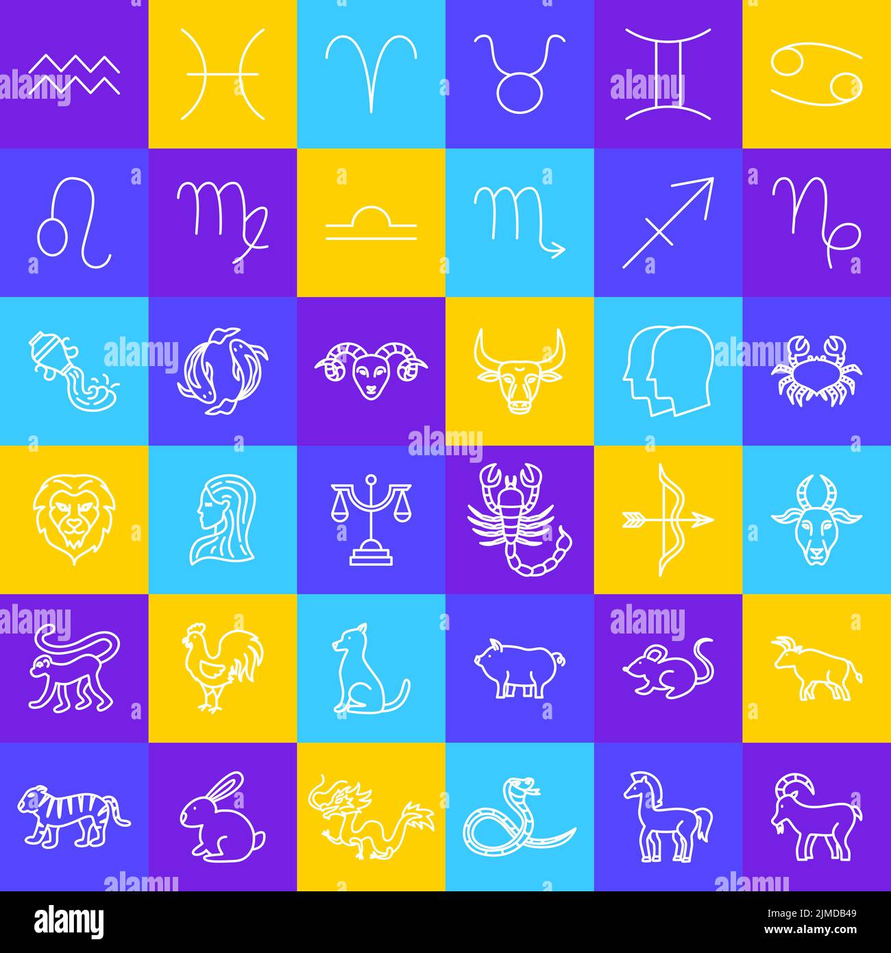 Icônes de la ligne de l'horoscope du zodiaque Illustration de Vecteur
