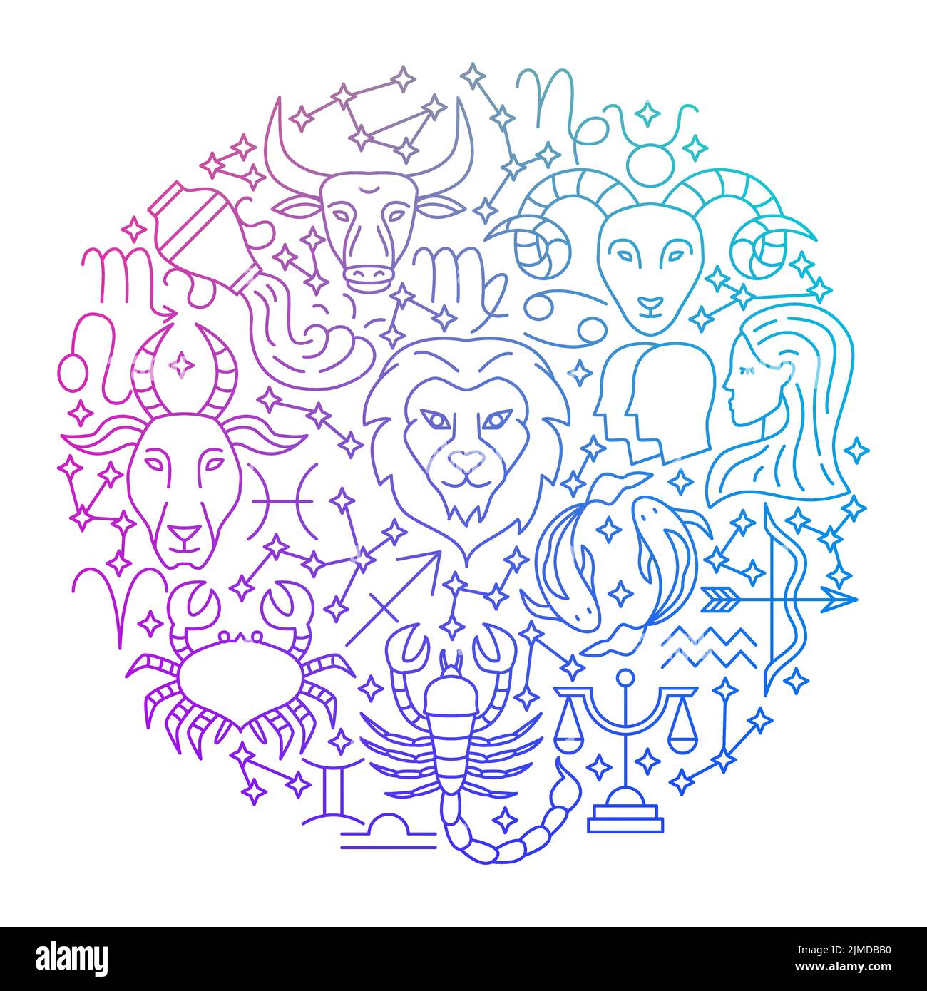 Zodiac Line Icon Circle Design Illustration de Vecteur