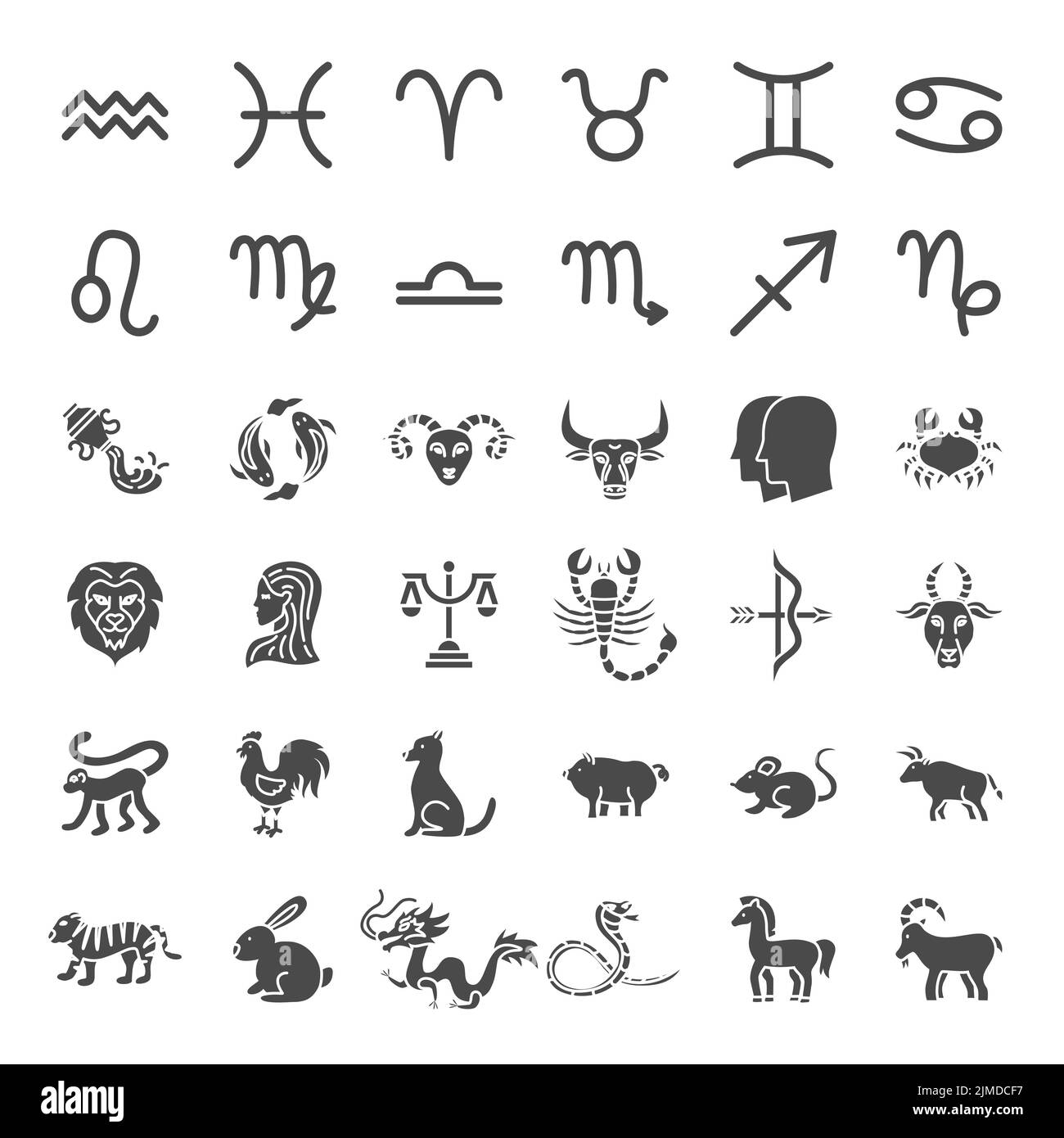 Zodiaque Horoscope icônes Web solides Illustration de Vecteur