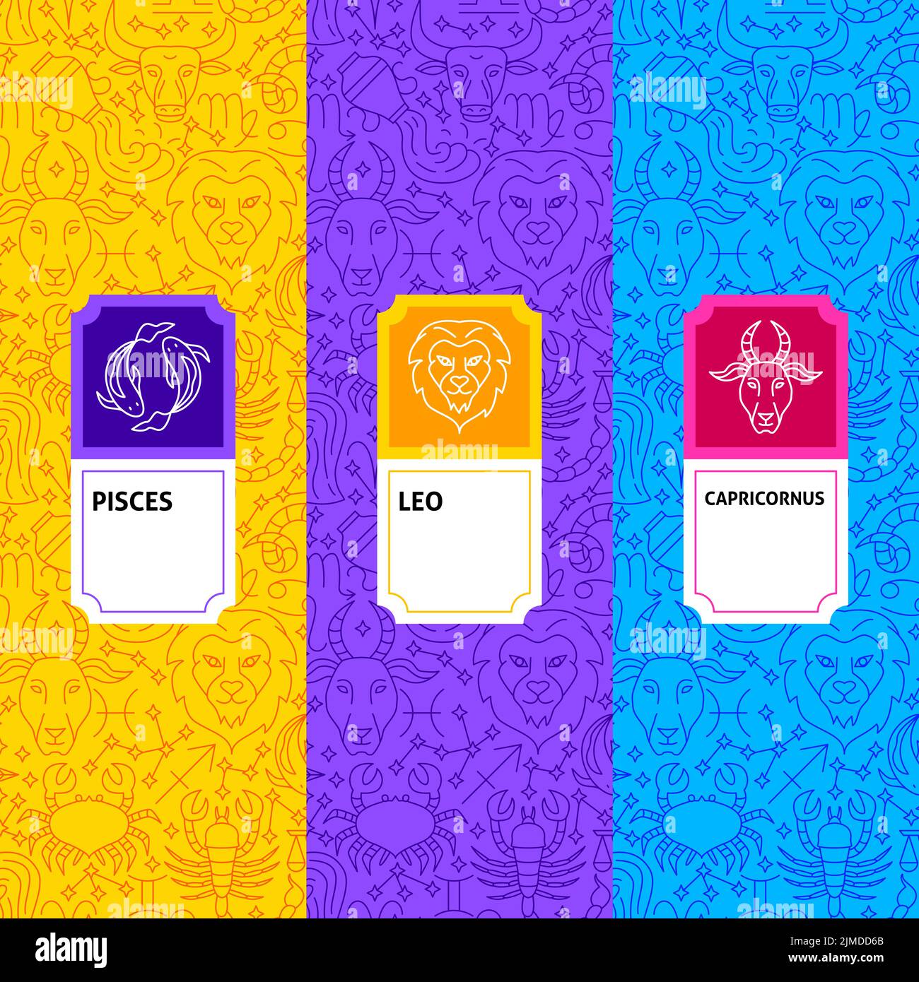 Étiquettes de l'emballage Zodiac Illustration de Vecteur