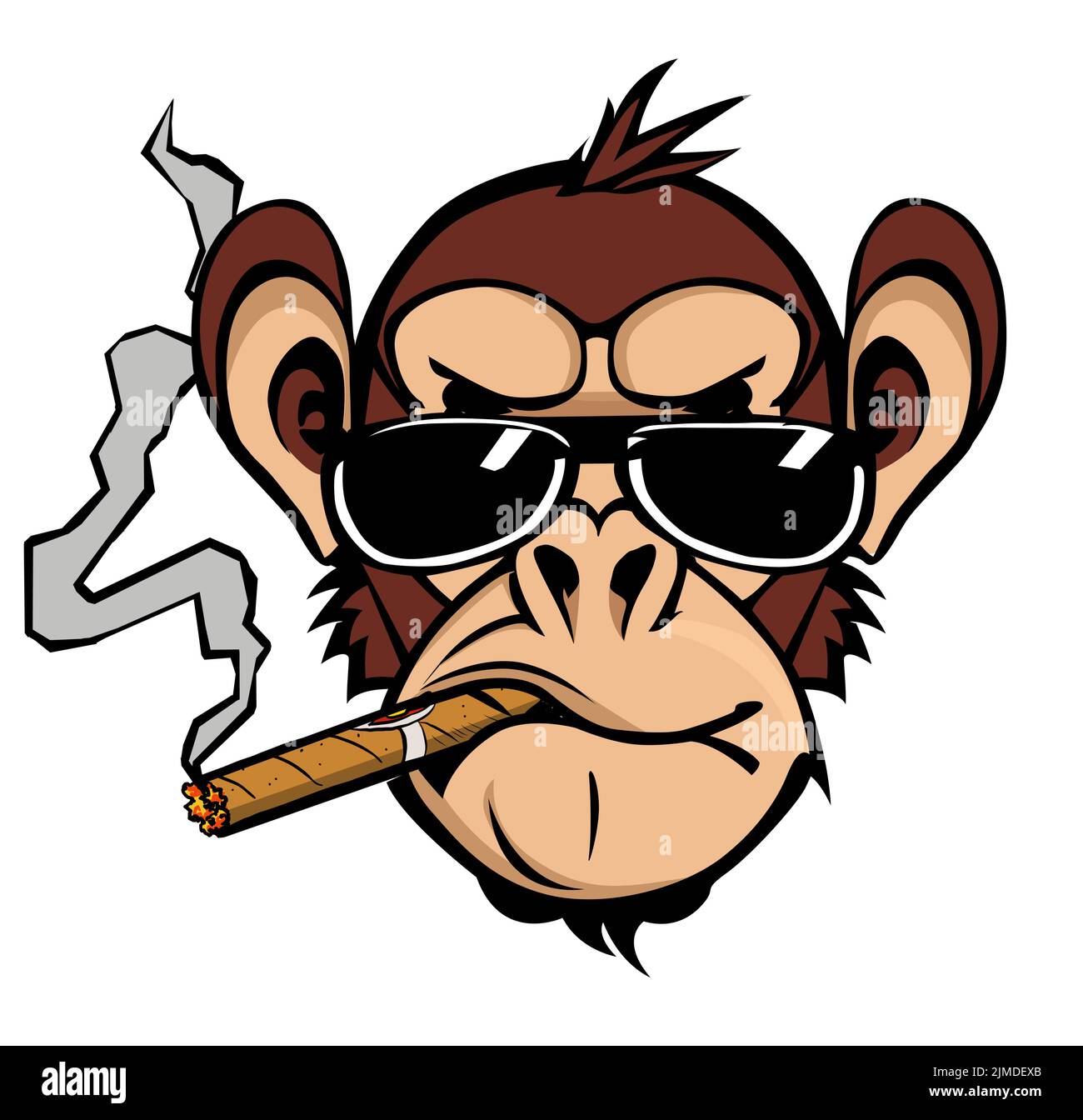 Chimpanzee drôle fumer un cigare avec des lunettes de soleil - illustration vectorielle (idéal pour l'impression sur tissu ou papier, affiche ou papier peint, décoration de maison) Illustration de Vecteur