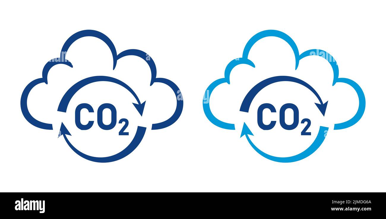 CO2 recyclage, empreinte carbone neutre, icône de réduction des émissions de gaz à effet de serre. Pas de pollution atmosphérique carbonique. Nuage de fumée. Vecteur Illustration de Vecteur