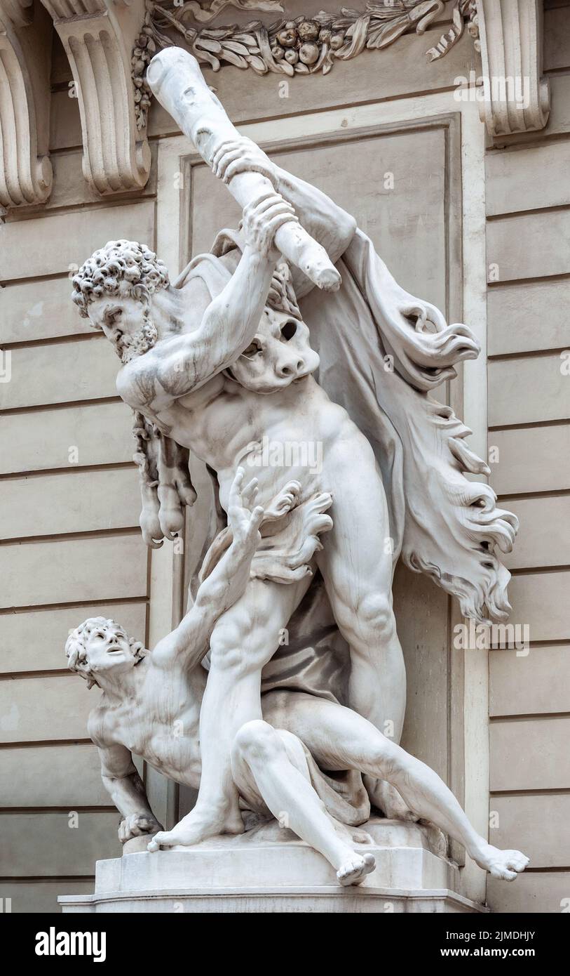 Hercules en pente Antaeus, palais Hofburg, Vienne Banque D'Images