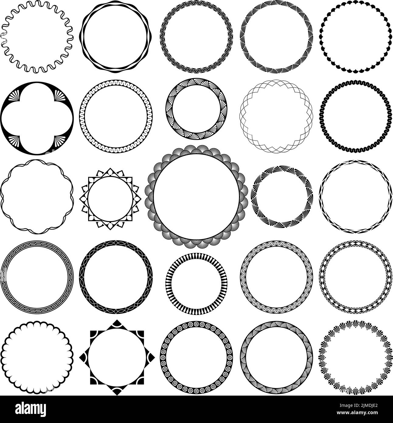 Collection Art Deco Vector Round Border Illustration de Vecteur