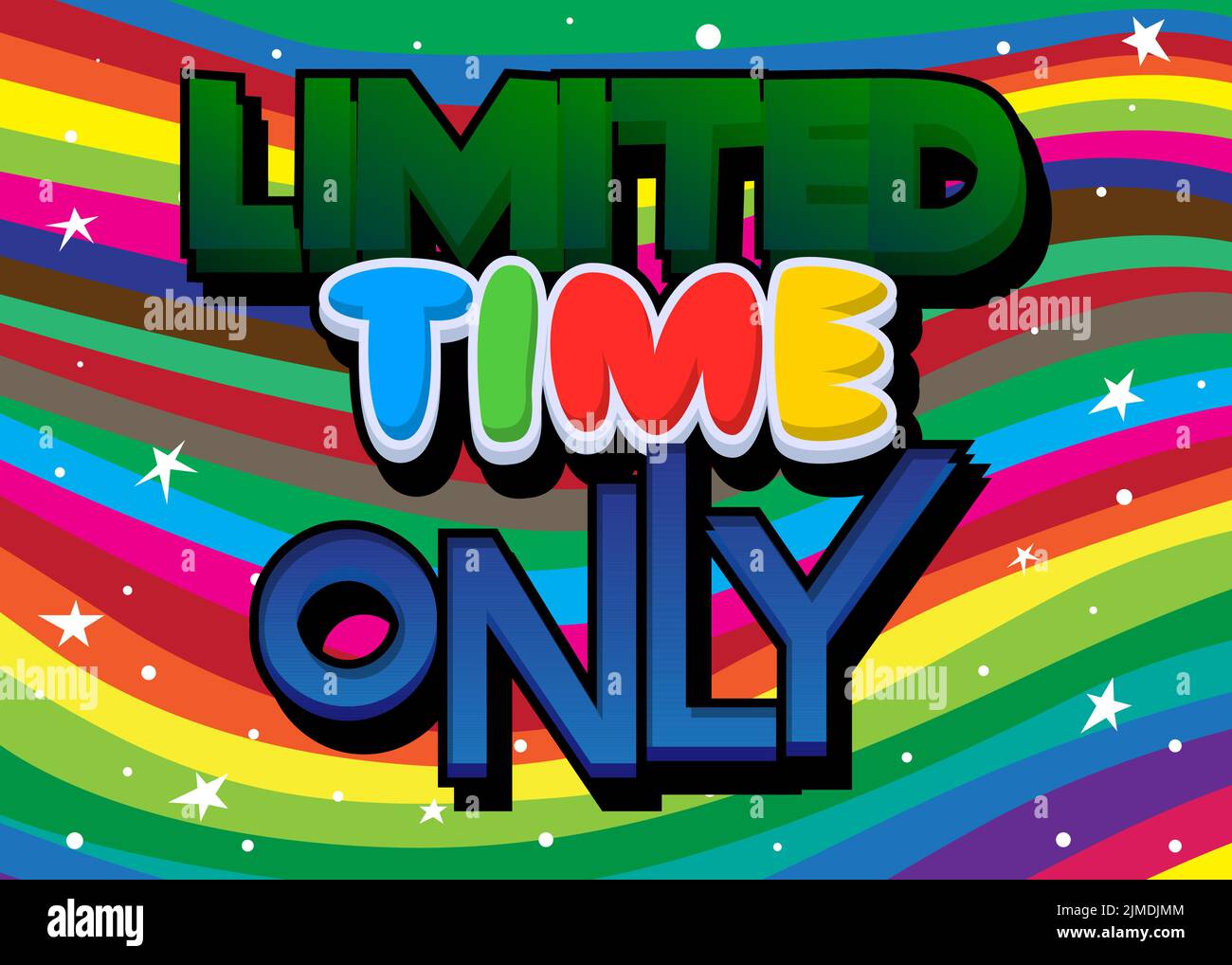 Durée limitée. Mot écrit avec la police des enfants dans le style de dessin animé. Illustration de Vecteur