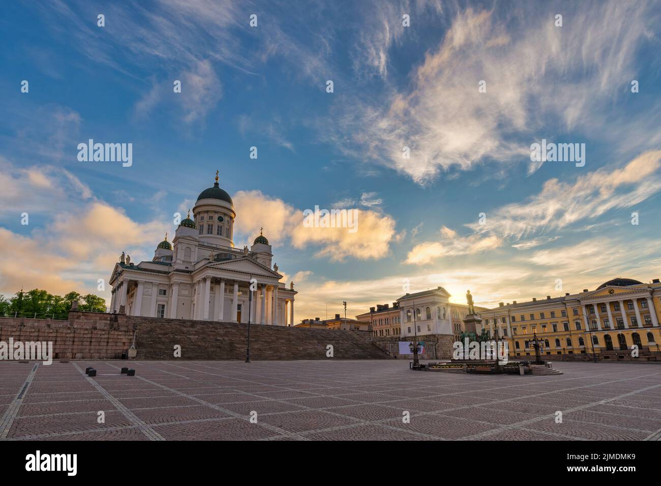 Helsinki Finlande, vue sur la ville au lever du soleil à la cathédrale d'Helsinki et à la place du Sénat Banque D'Images