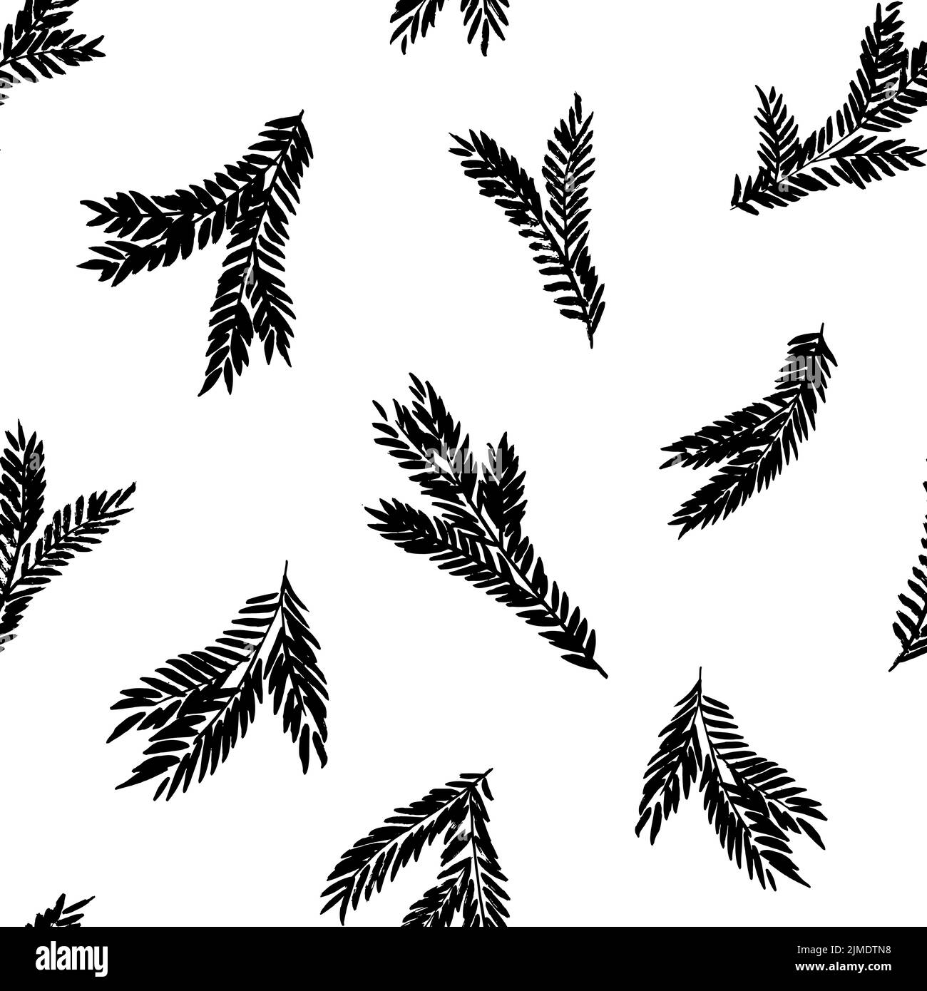 Branches d'épinette dessinées à la main, motif vectoriel sans couture Illustration de Vecteur