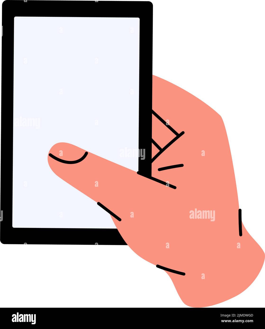 Main tenant le téléphone portable. Smartphone avec écran blanc vierge. Main tenant un smartphone. Illustration vectorielle Illustration de Vecteur