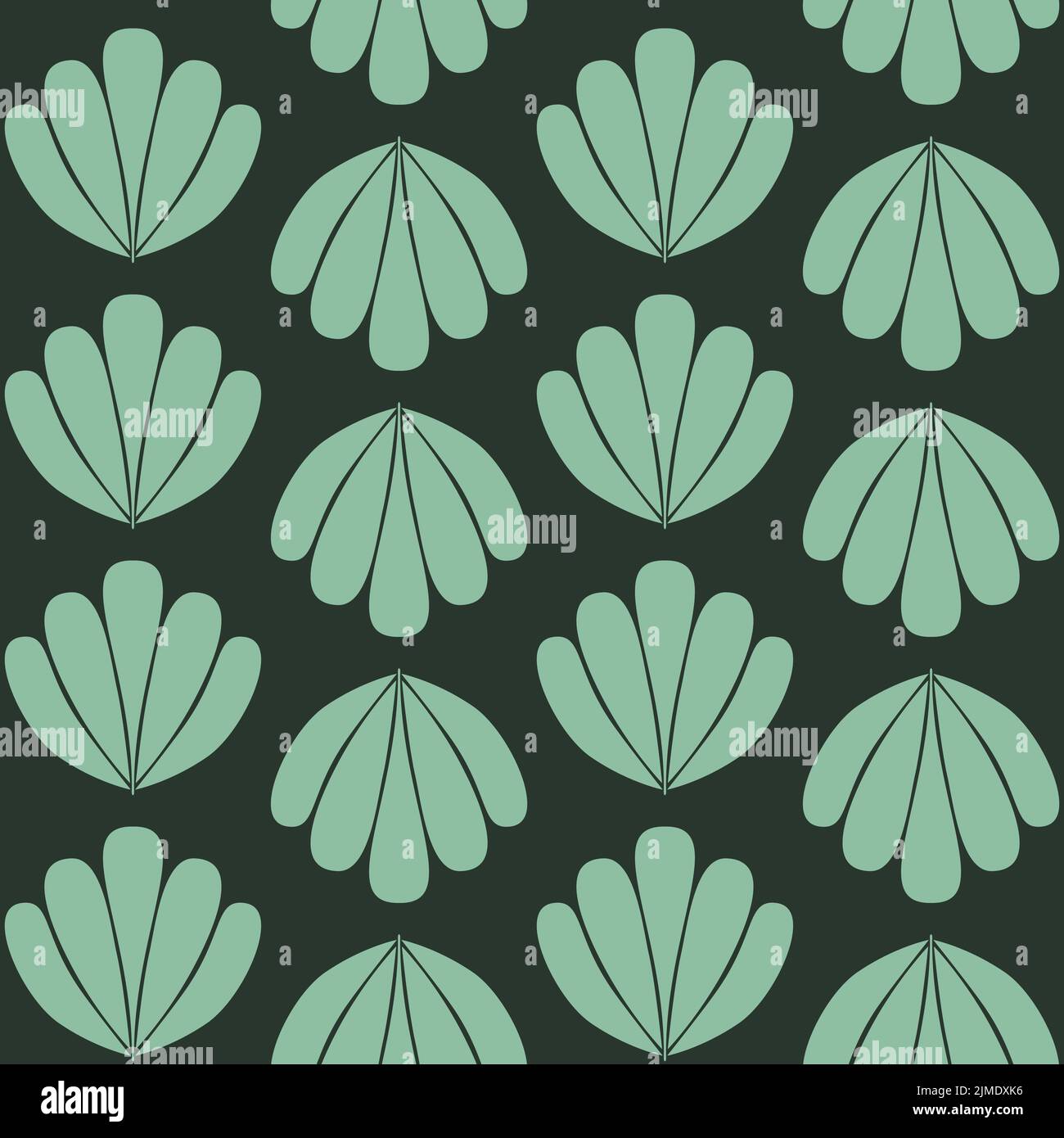 Vert clair foncé marais coquille sur fond sombre sans couture motif thème marin illustration vectorielle Illustration de Vecteur