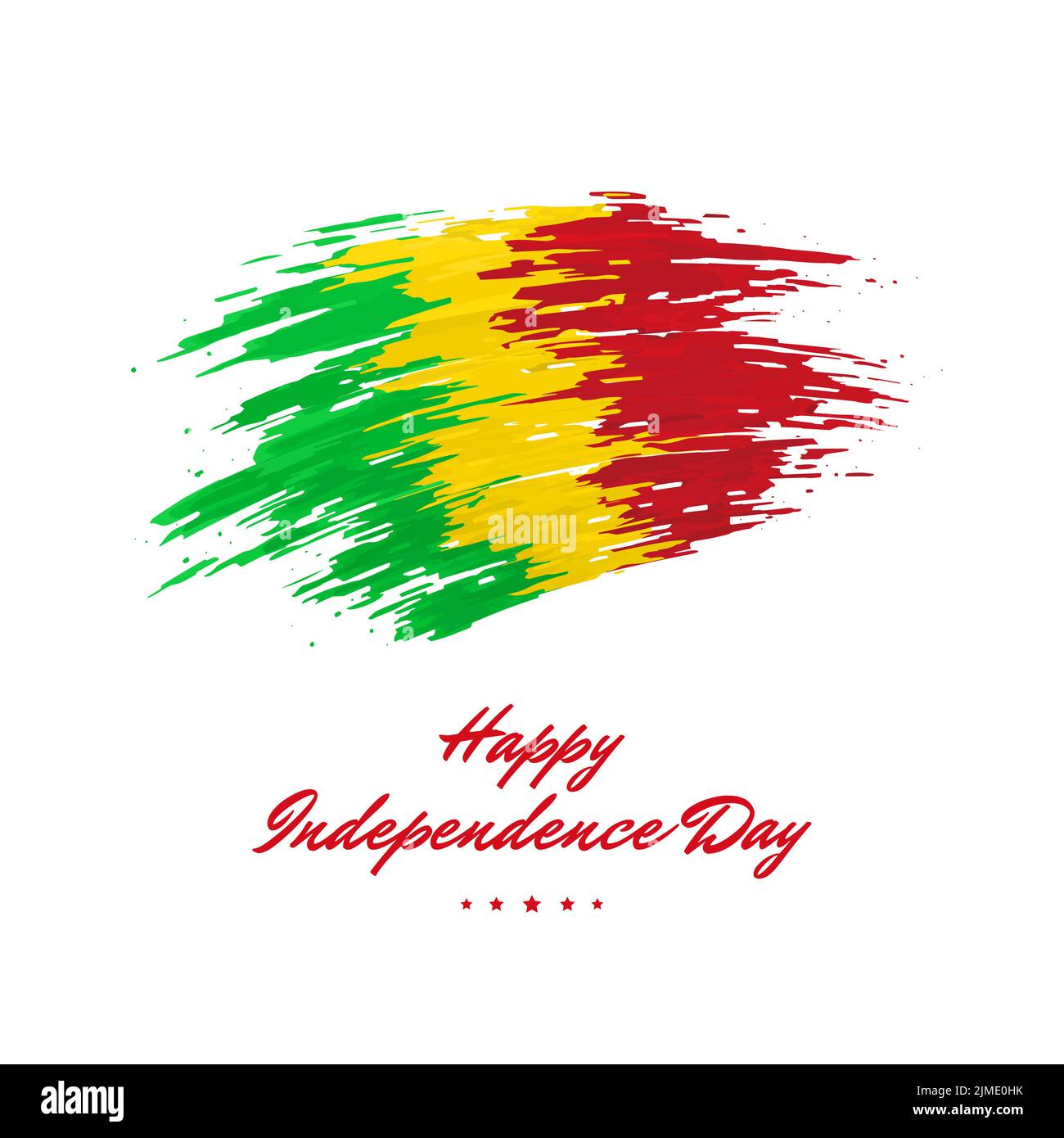 22 septembre, jour de l'indépendance mali, modèle vectoriel. Drapeau Mali peint avec des coups de pinceau sur un fond clair. Fête nationale 22nd de septembre Illustration de Vecteur