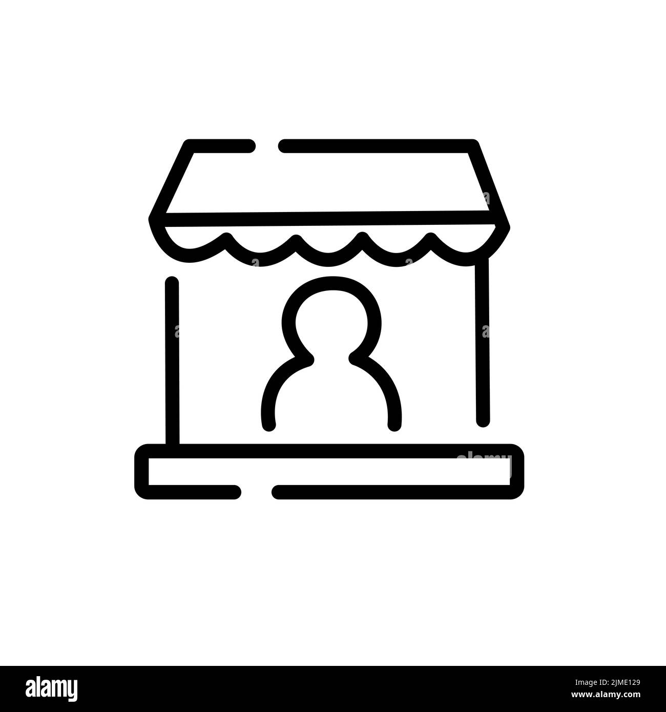 Marché, icône de magasin, couleur, ligne, signe vectoriel de contour, pictogramme de style linéaire isolé sur blanc. Symbole, illustration du logo Illustration de Vecteur