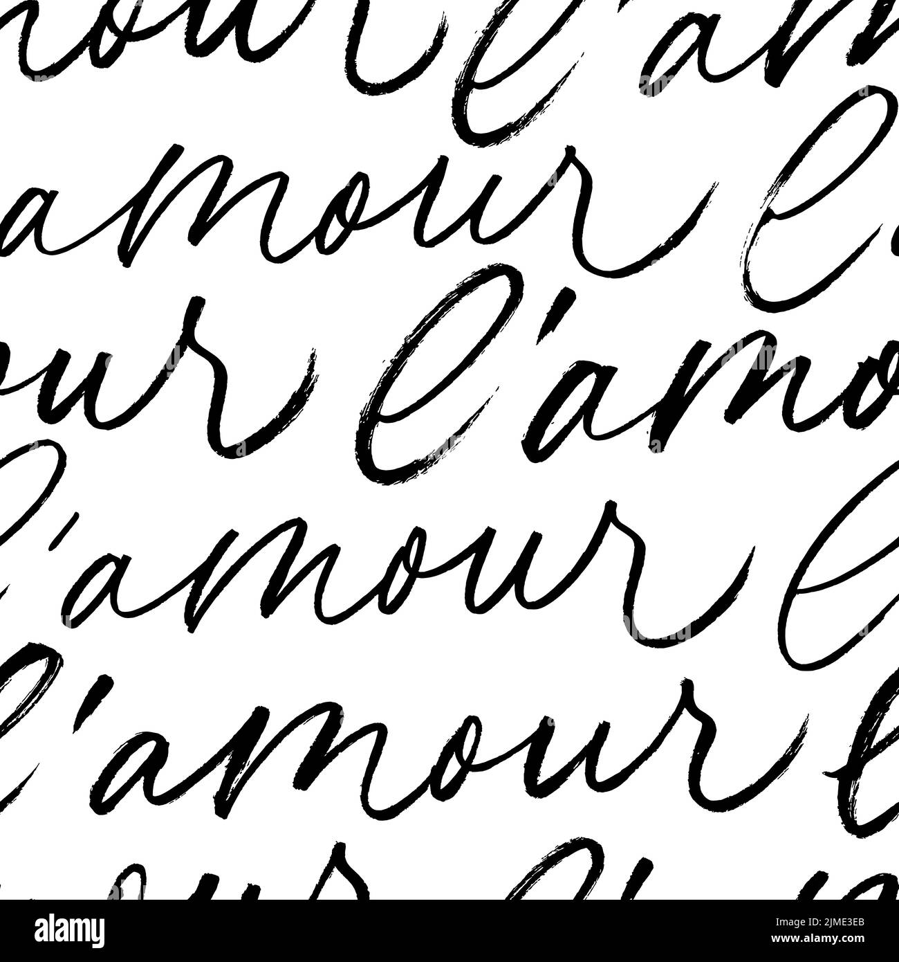 Motif sans couture avec texte « Love » en français. Illustration de Vecteur