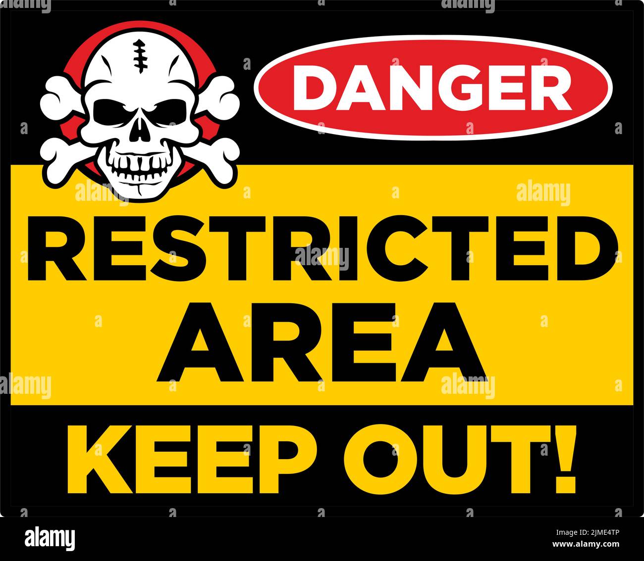 Danger menace mort. Zone de restriction des affiches interdites. Non entrer la connexion dans la zone d'avertissement. Vecteur Illustration de Vecteur